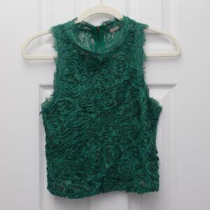 Zara Trafaluc Emerald Green Lace Crop Top